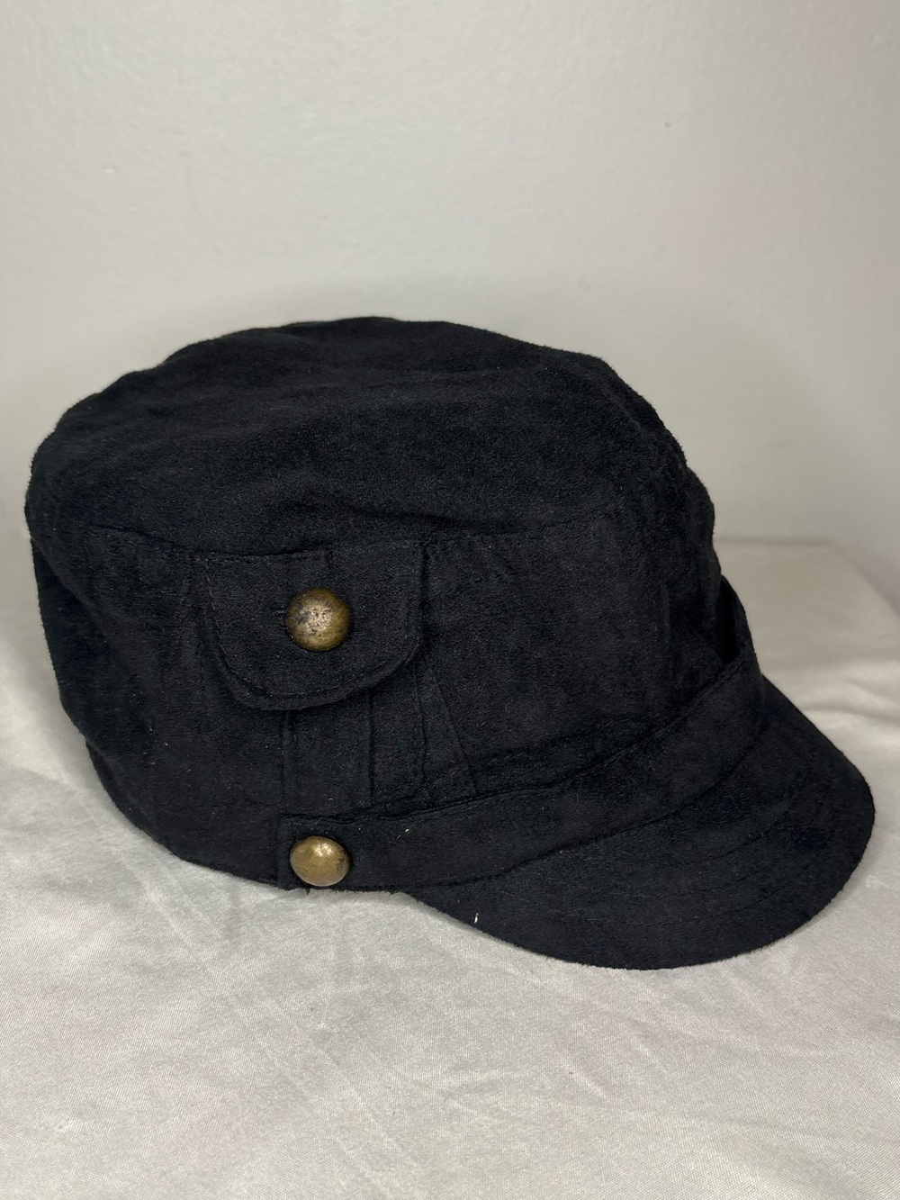 Classic Black Military-Style Cotton Cap